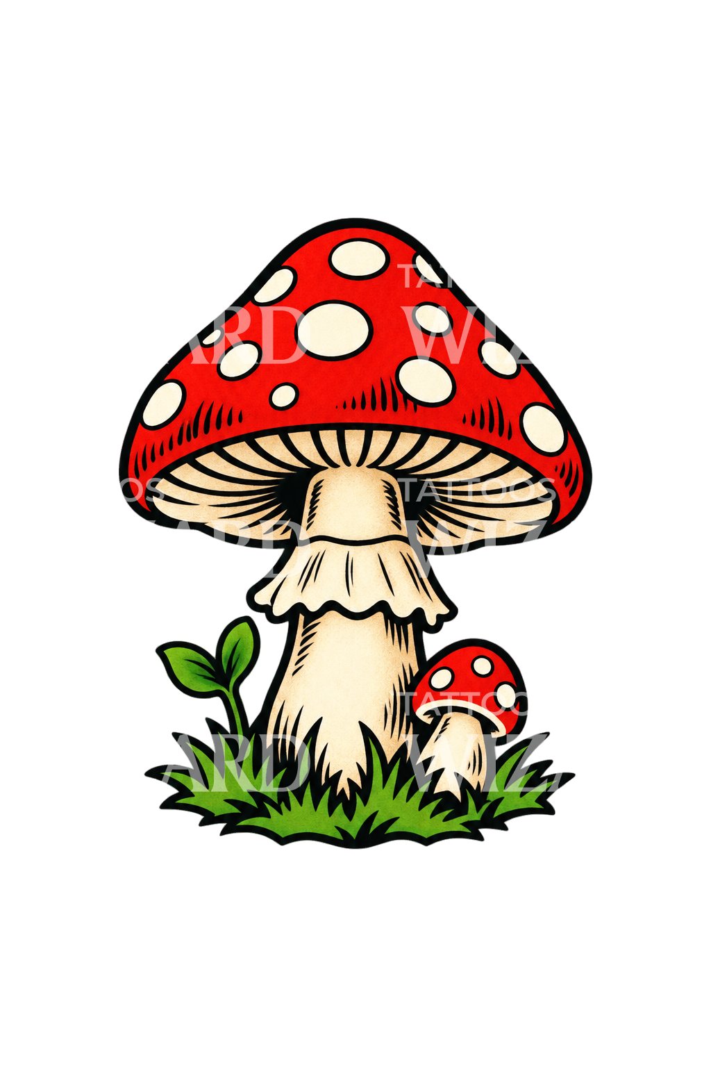Tattoo-idee met rode paddenstoel