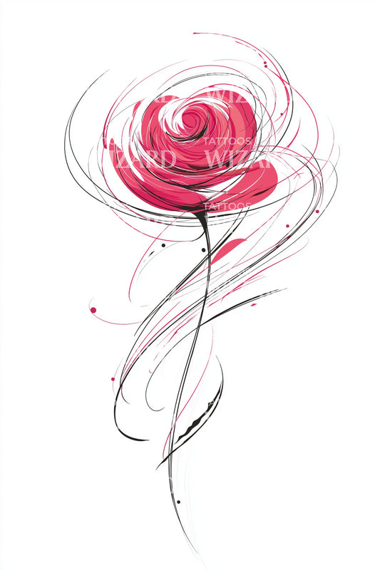 Red Watercolor Spiral Rose Tattoo Design