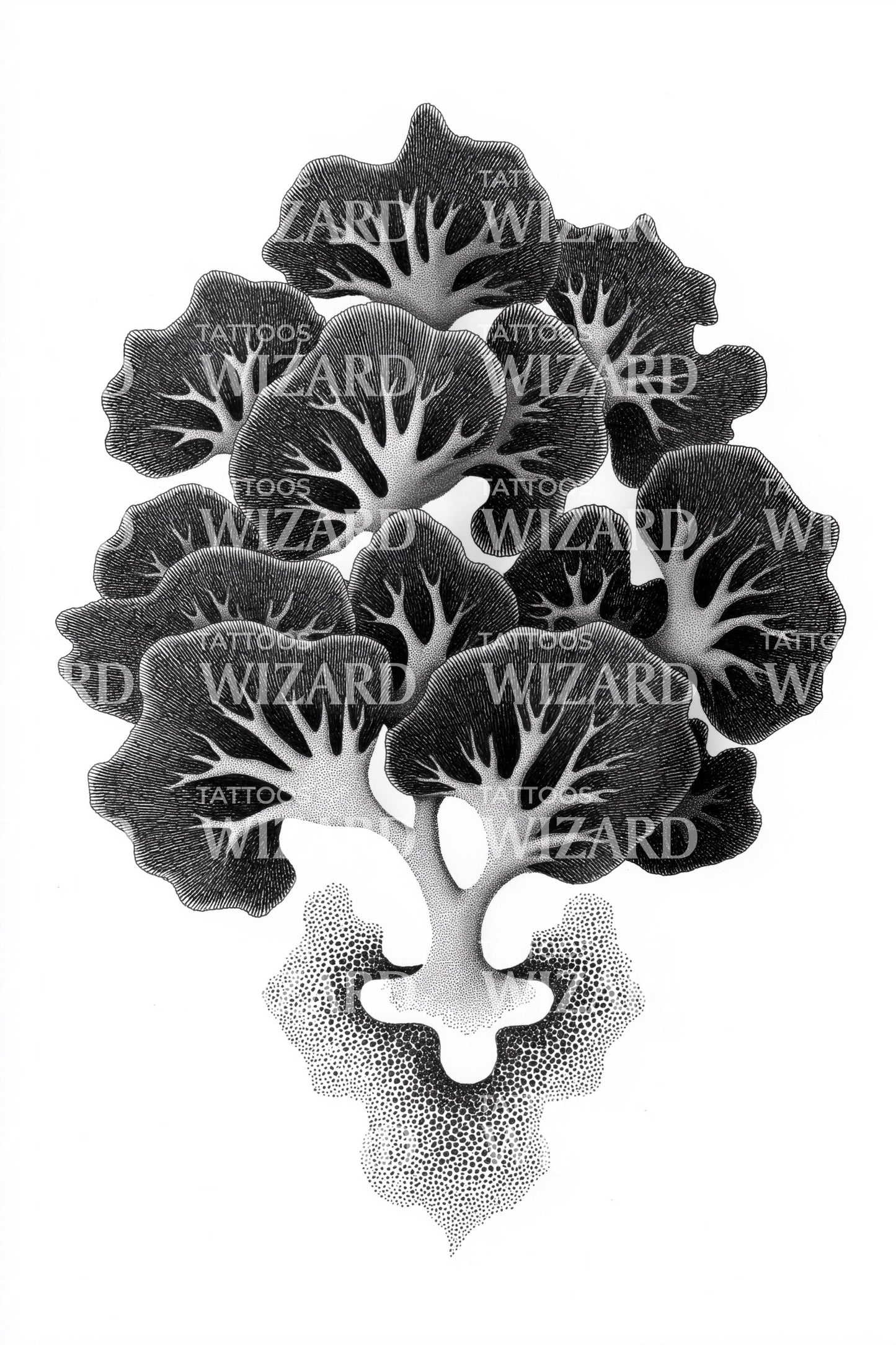 Reef Skull Coral Tattoo Design