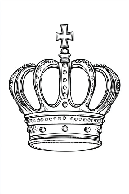 Regal Crown Linework Tattoo Design