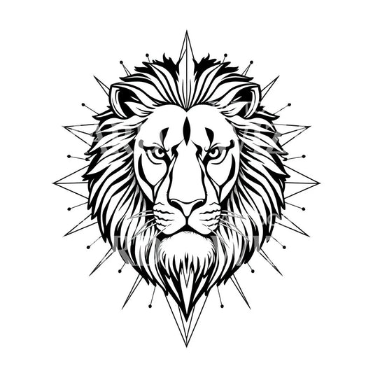 Regal Geometric Lion Tattoo Illustration