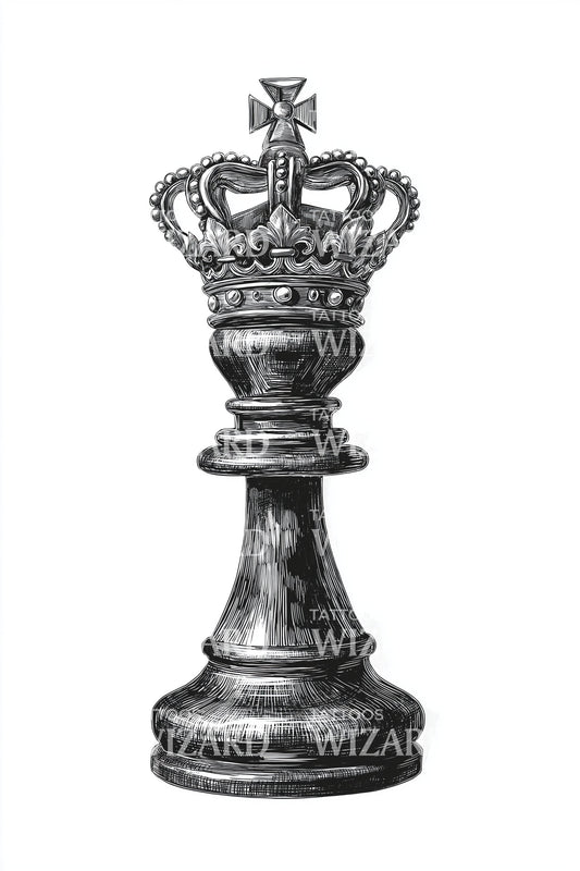 Königliches Schachfigur-Tattoo-Design