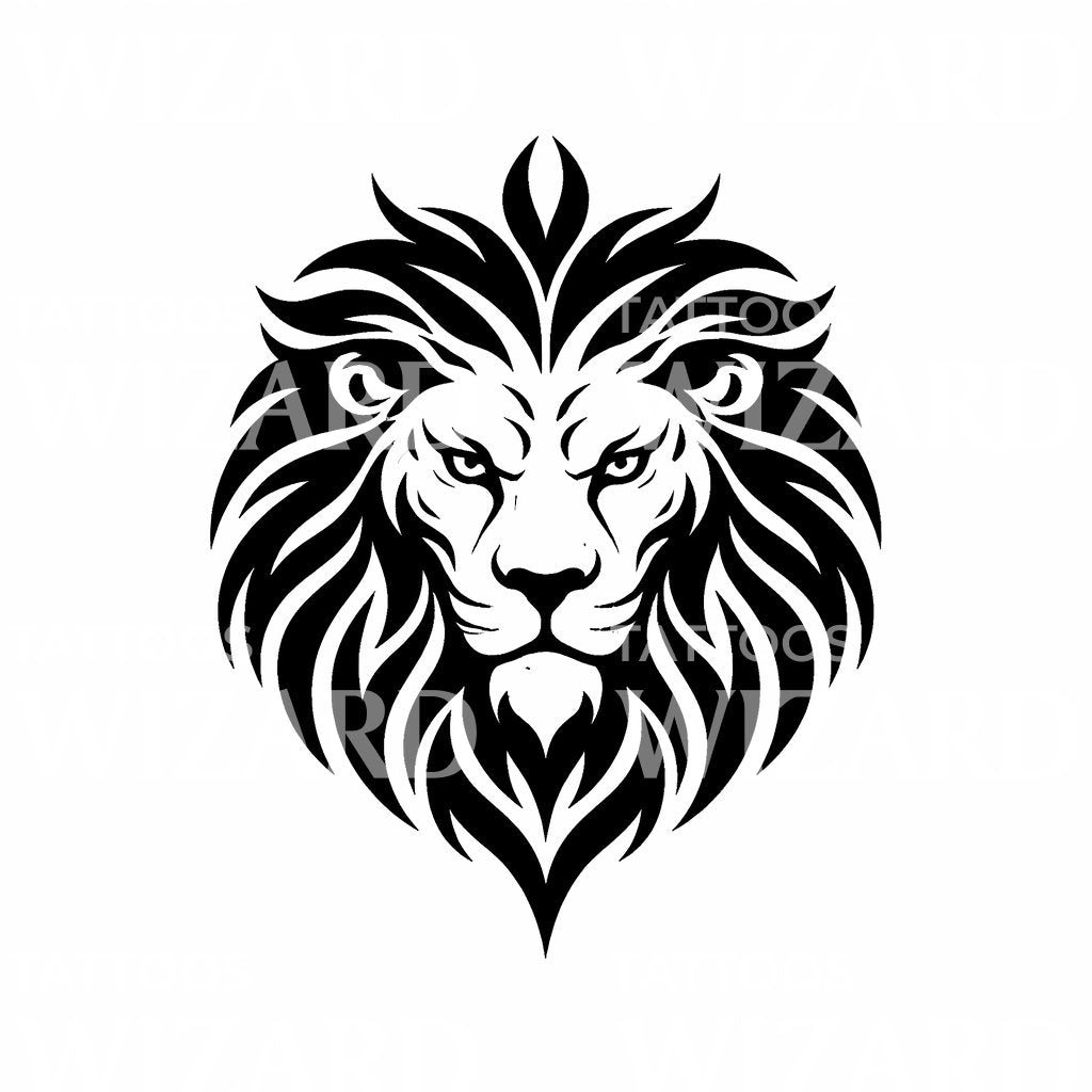 Regal Lion Head Tattoo Design