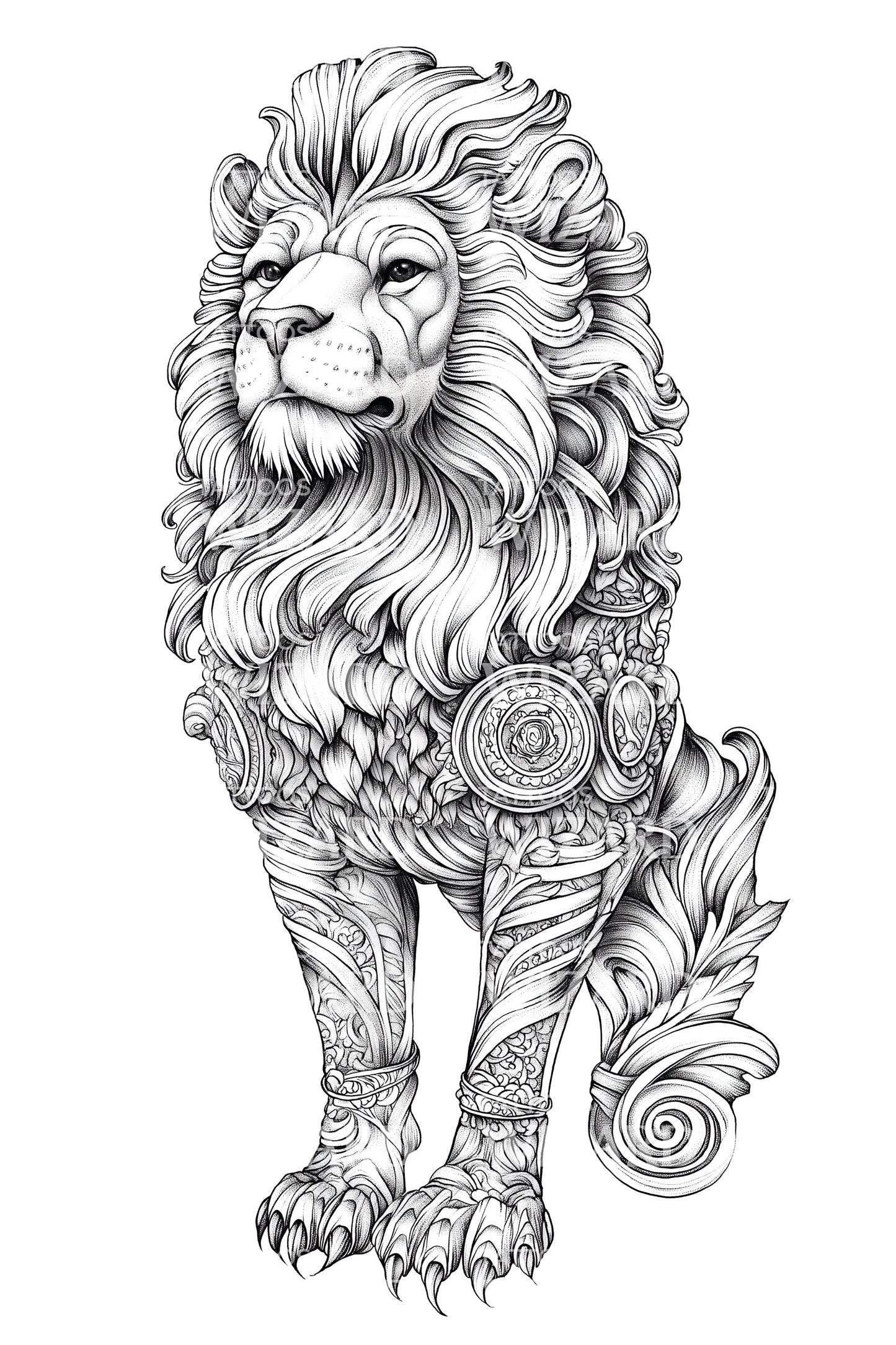 Regal Lion Mane Tattoo Illustration