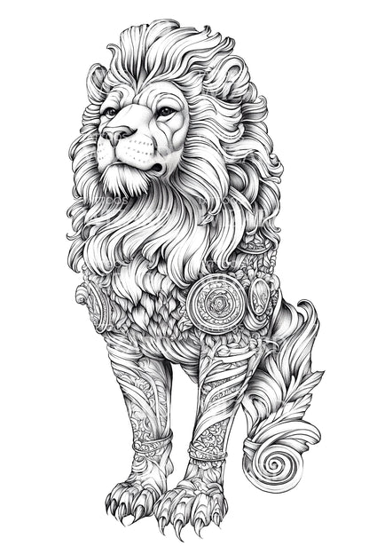 Regal Lion Mane Tattoo Illustration