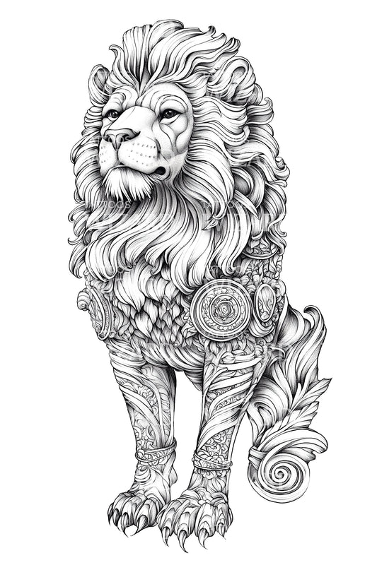 Regal Lion Mane Tattoo Illustration