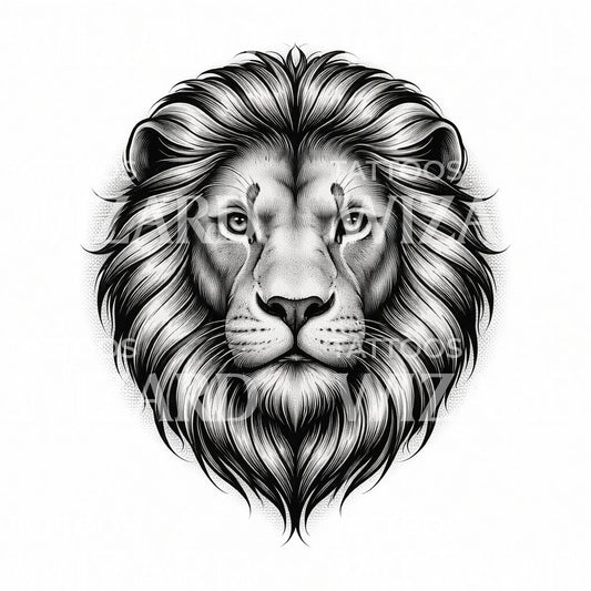 Regal Lion Portrait Tattoo Design