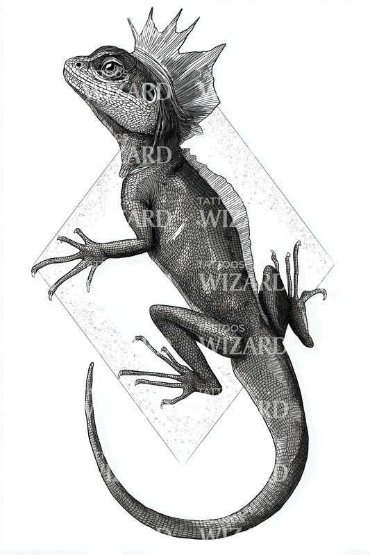 Design Tatuaggio Re Lucertola Regale