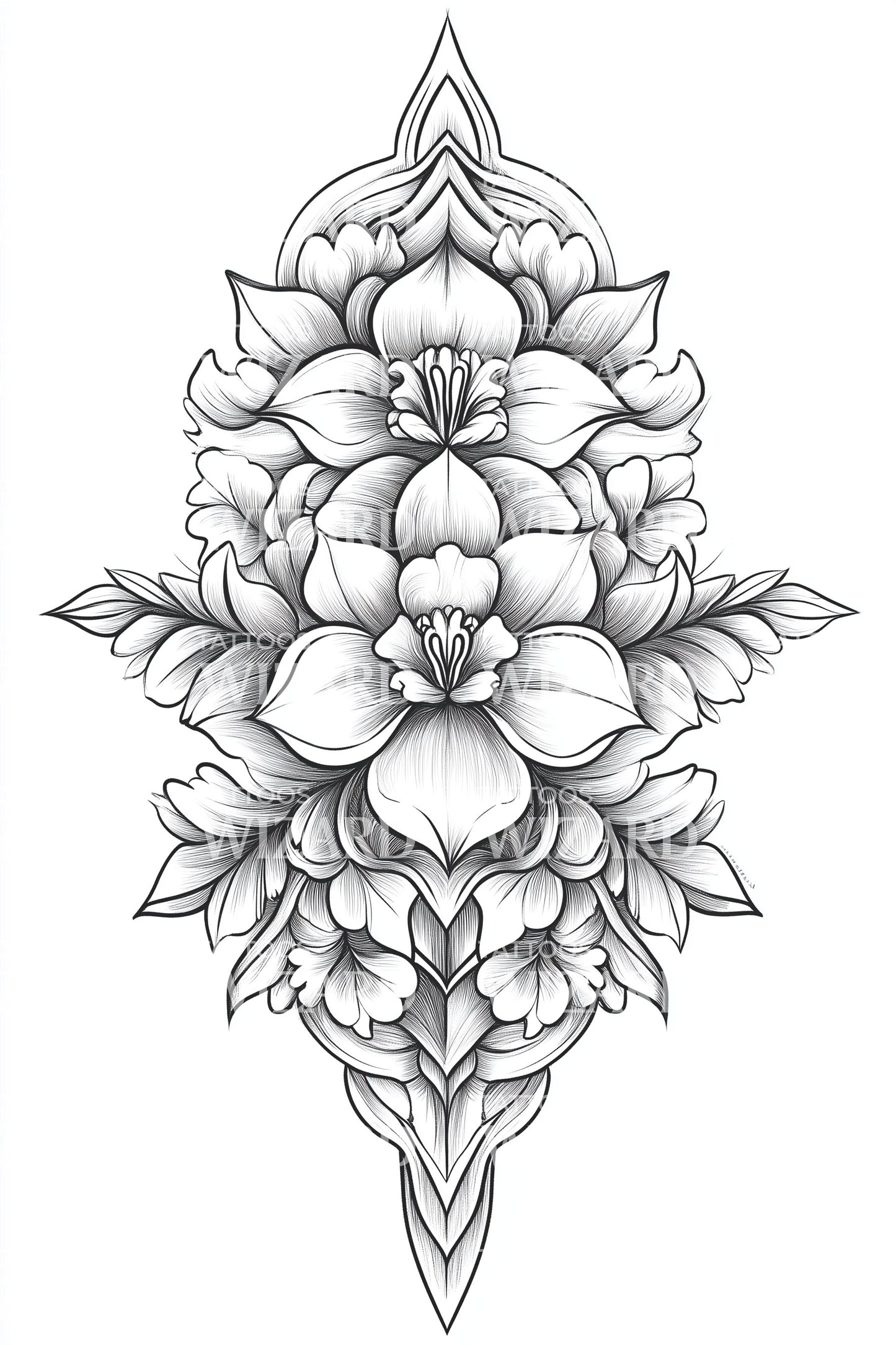 Regal Lotus Filigree Tattoo Idea