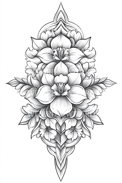 Regal Lotus Filigree Tattoo Idea