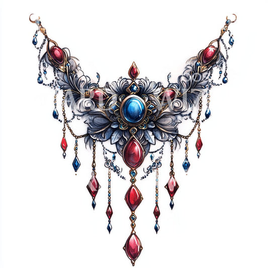 Regal Medieval Necklace Tattoo Idea