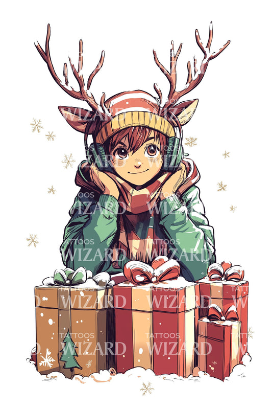 Reindeer Girl Gifts Tattoo Idea