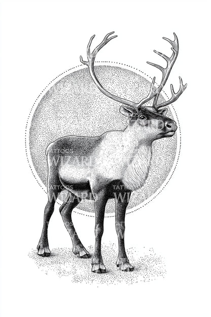 Reindeer Lunar Halo Tattoo Design