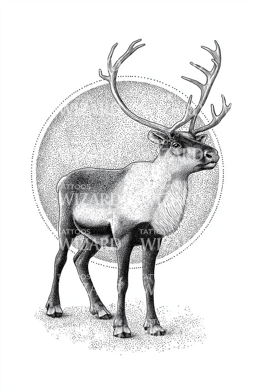Reindeer Lunar Halo Tattoo Design
