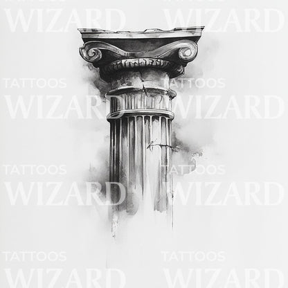 Идея татуировки с колонной остатков древней цивилизации