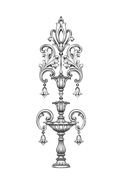 Desain Tato Batang Acanthus Ornamental Renaisans