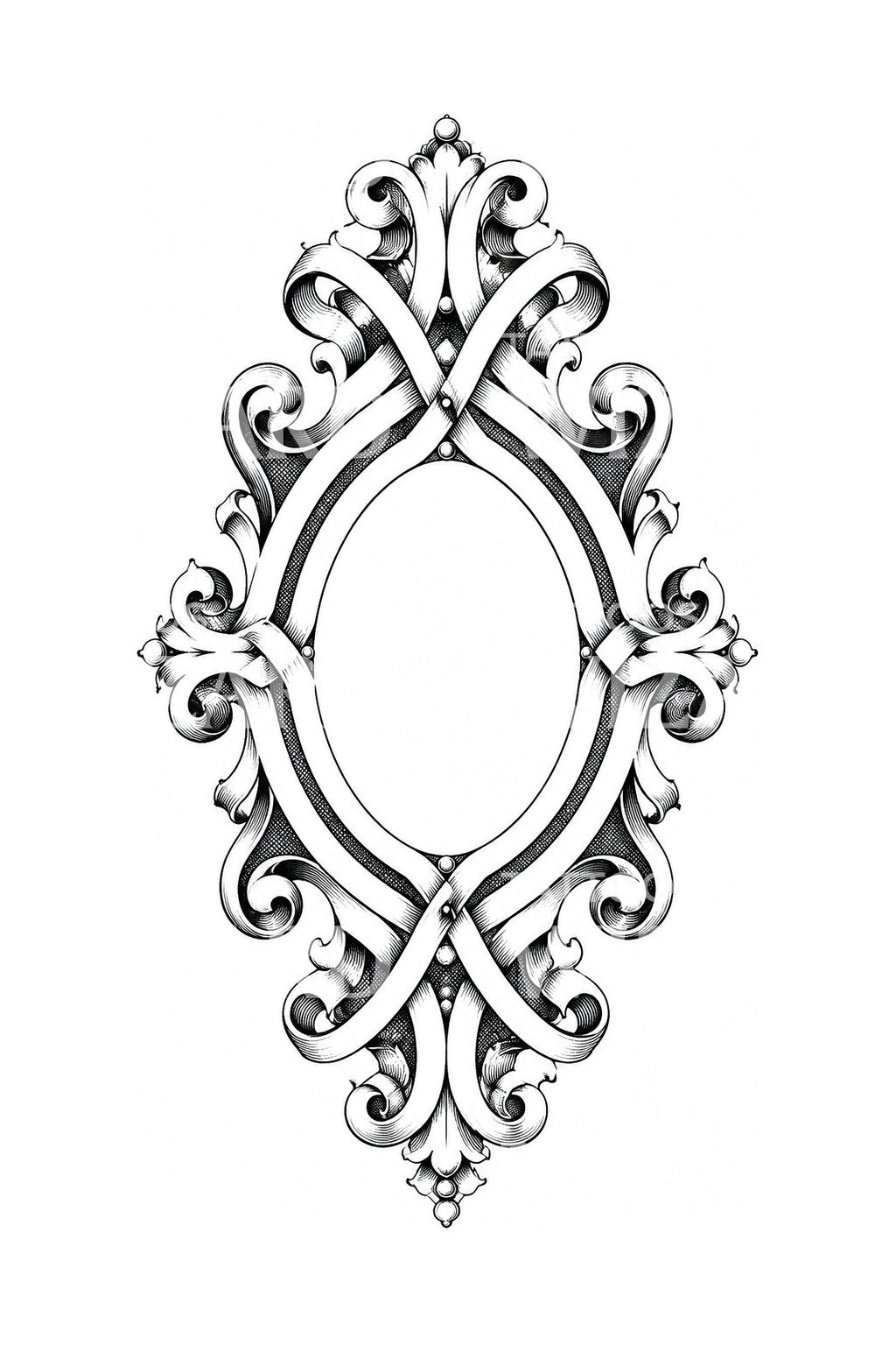 Tattoo-Design einer Renaissance-Kartusche mit Riemenwerk