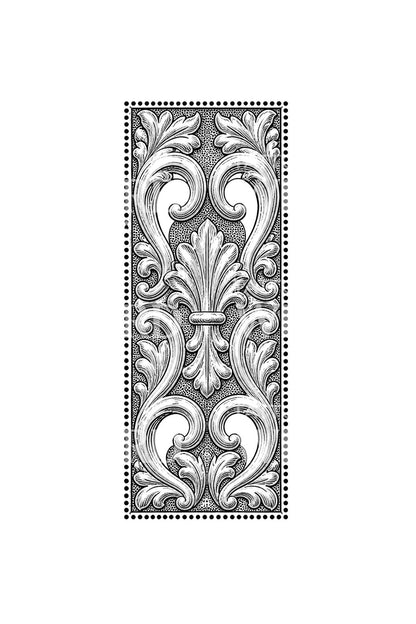 Tatouage d’un panneau d’arabesques argentées repoussé