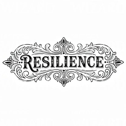 Resilience Ornamental Script Tattoo Design
