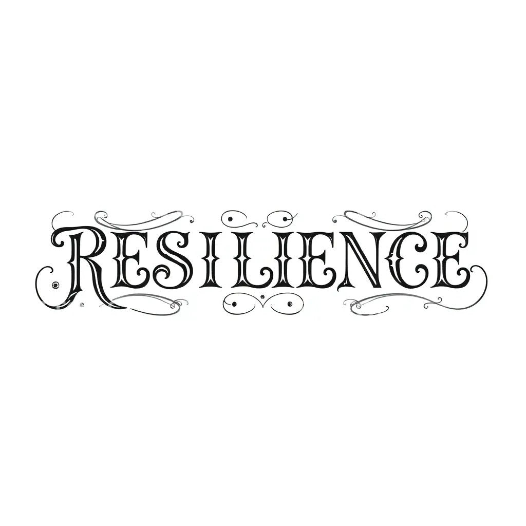 Resilience Script Tattoo Design