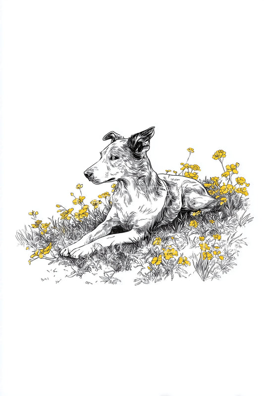 Resting Fox Blossoms Tattoo Illustration