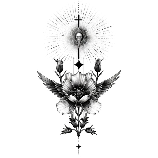 Ein symbolisches Tattoo-Design mit der Auferstehung