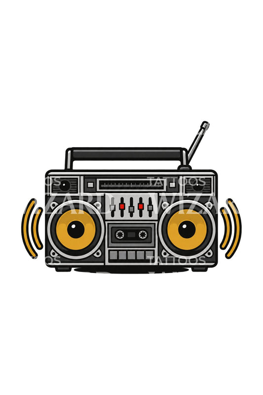 Idea per tatuaggio boombox rétro adesivo