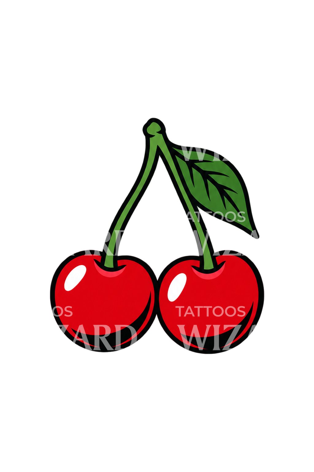 Retro tatoveringsidé med et par kirsebær som sticker