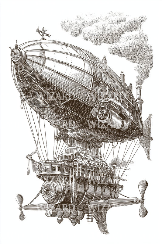 Retro Dirigible Flight Tattoo Idea