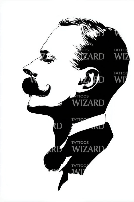 Retro Gentleman Snor Tattoo Ontwerp