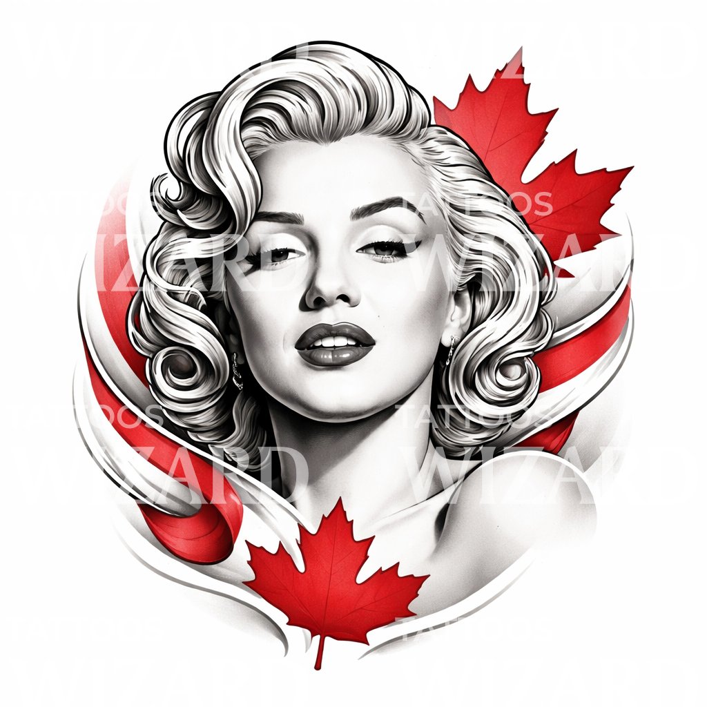 Retro Glamour Maple Tattoo Illustration