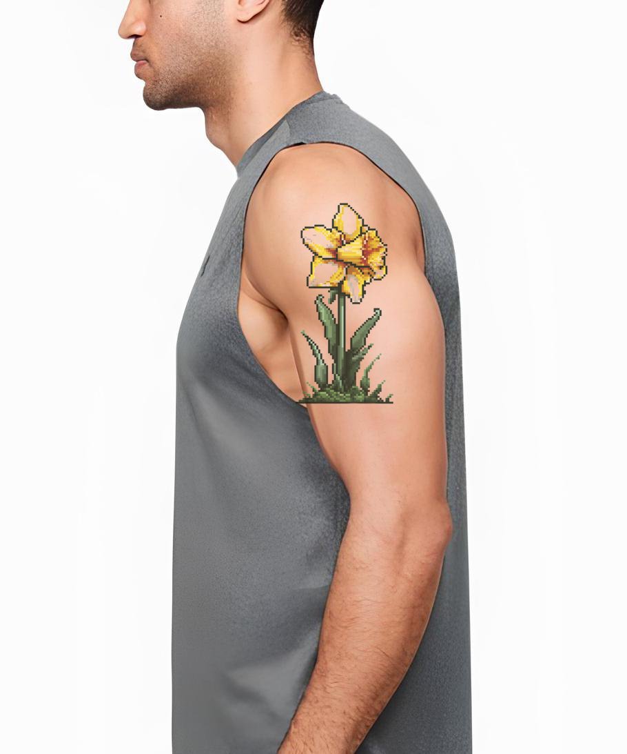 Retro Pixel Narcissus Tattoo Design