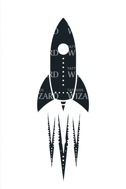 Design Tatuaggio Emblema Razzo Retrò