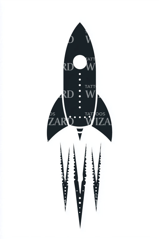 Design Tatuaggio Emblema Razzo Retrò