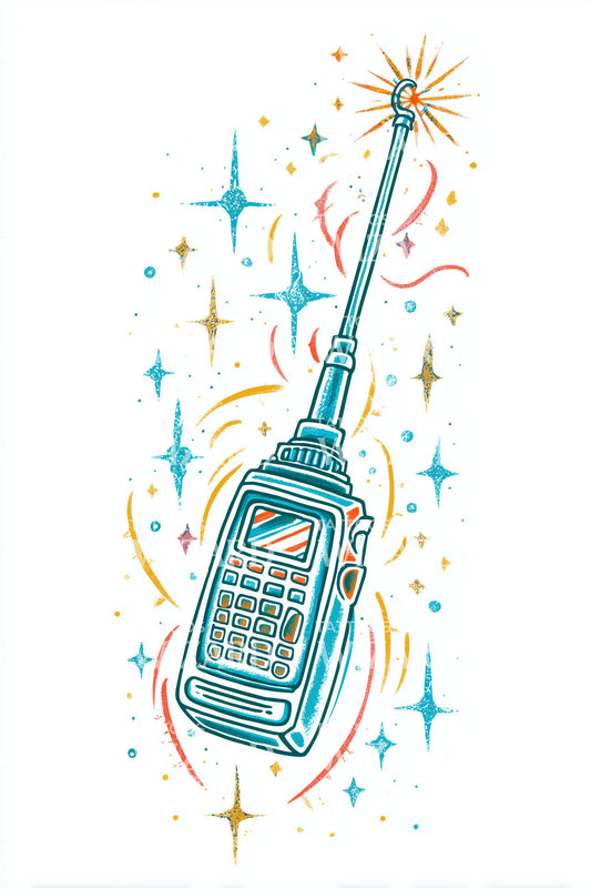 Retro Walkie Talkie Spark Tattoo Design