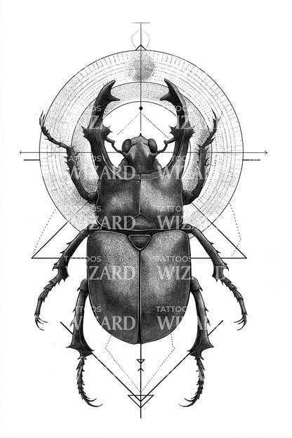 Rhino Beetle Geometry Tattoo Design