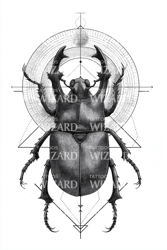 Rhino Beetle Geometry Tattoo Design