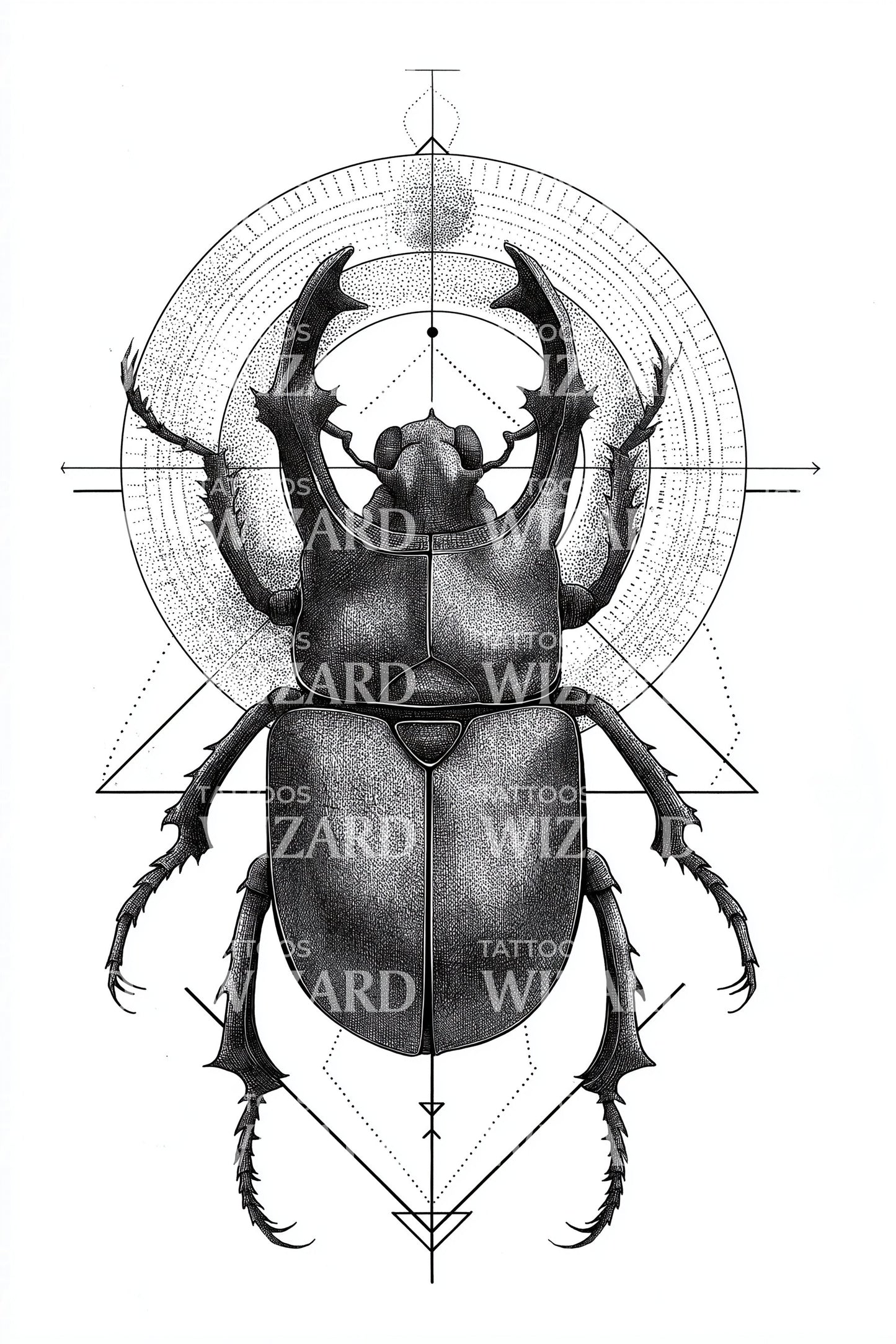 Rhino Beetle Geometry Tattoo Design