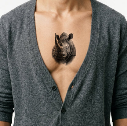 Rhinoceros Portrait Tattoo Design