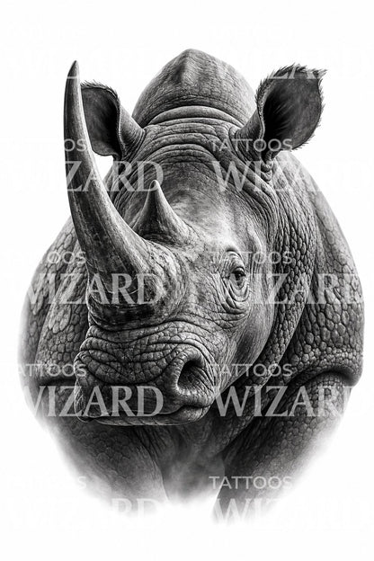 Rhinoceros Portrait Tattoo Design