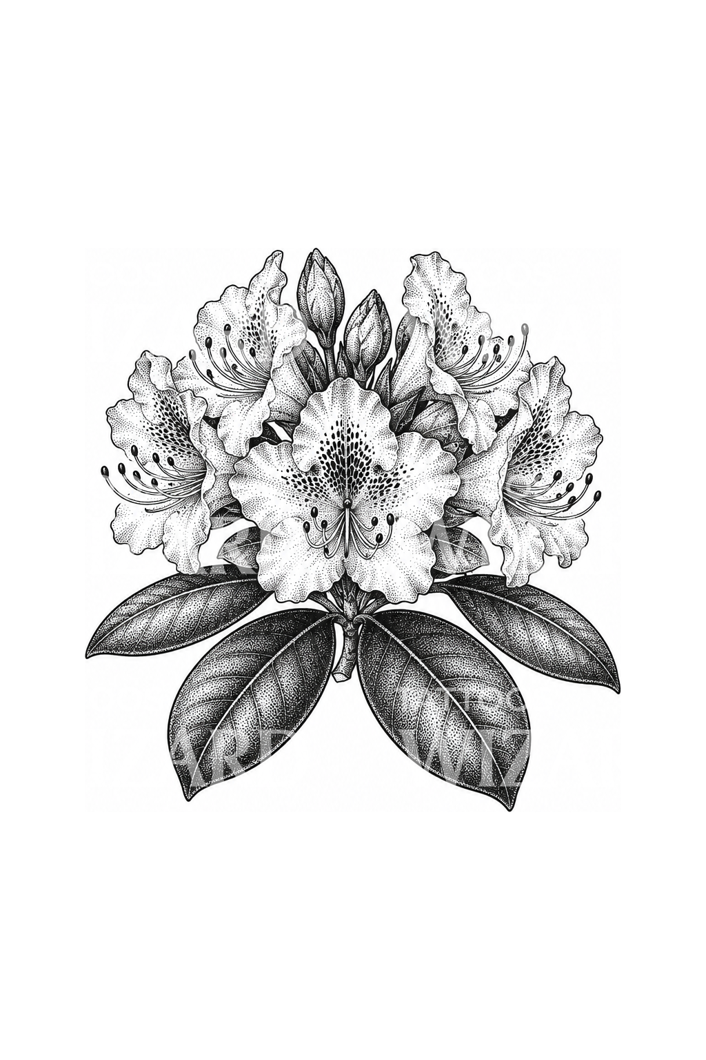 Building Rafter Drawings Rhododendron Bloom Truss Stippled Tattoo – Tattoos Wizard Designs