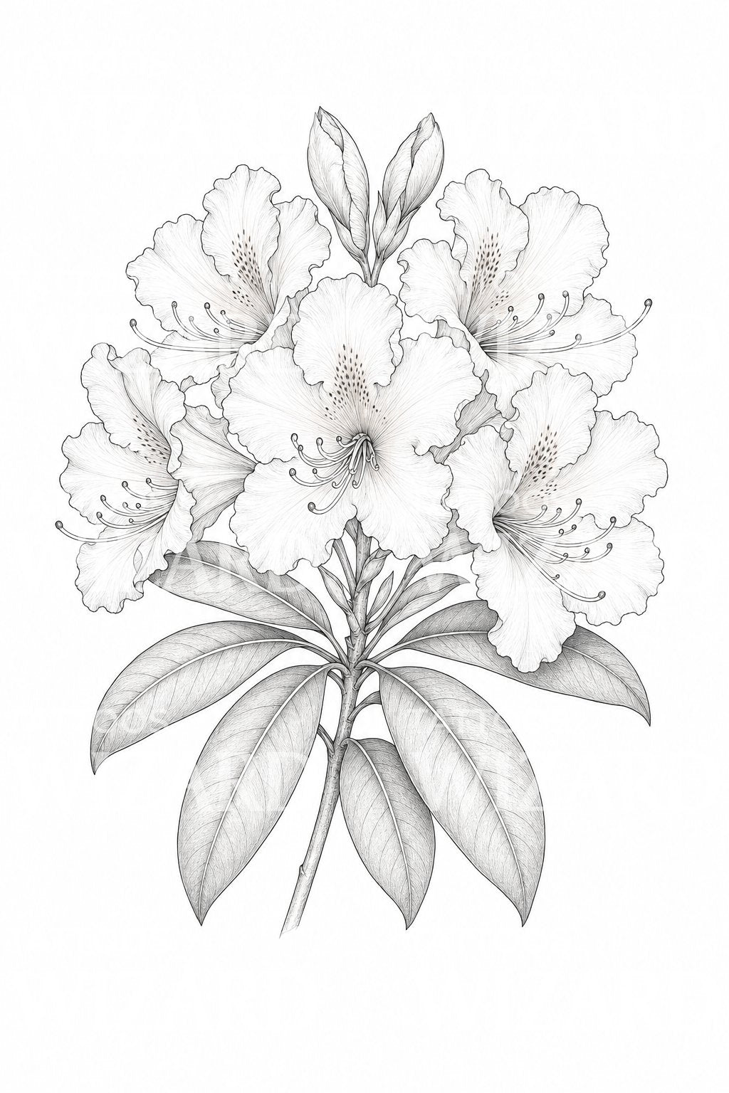 Rhododendron Truss Fine Line Tattoo Design