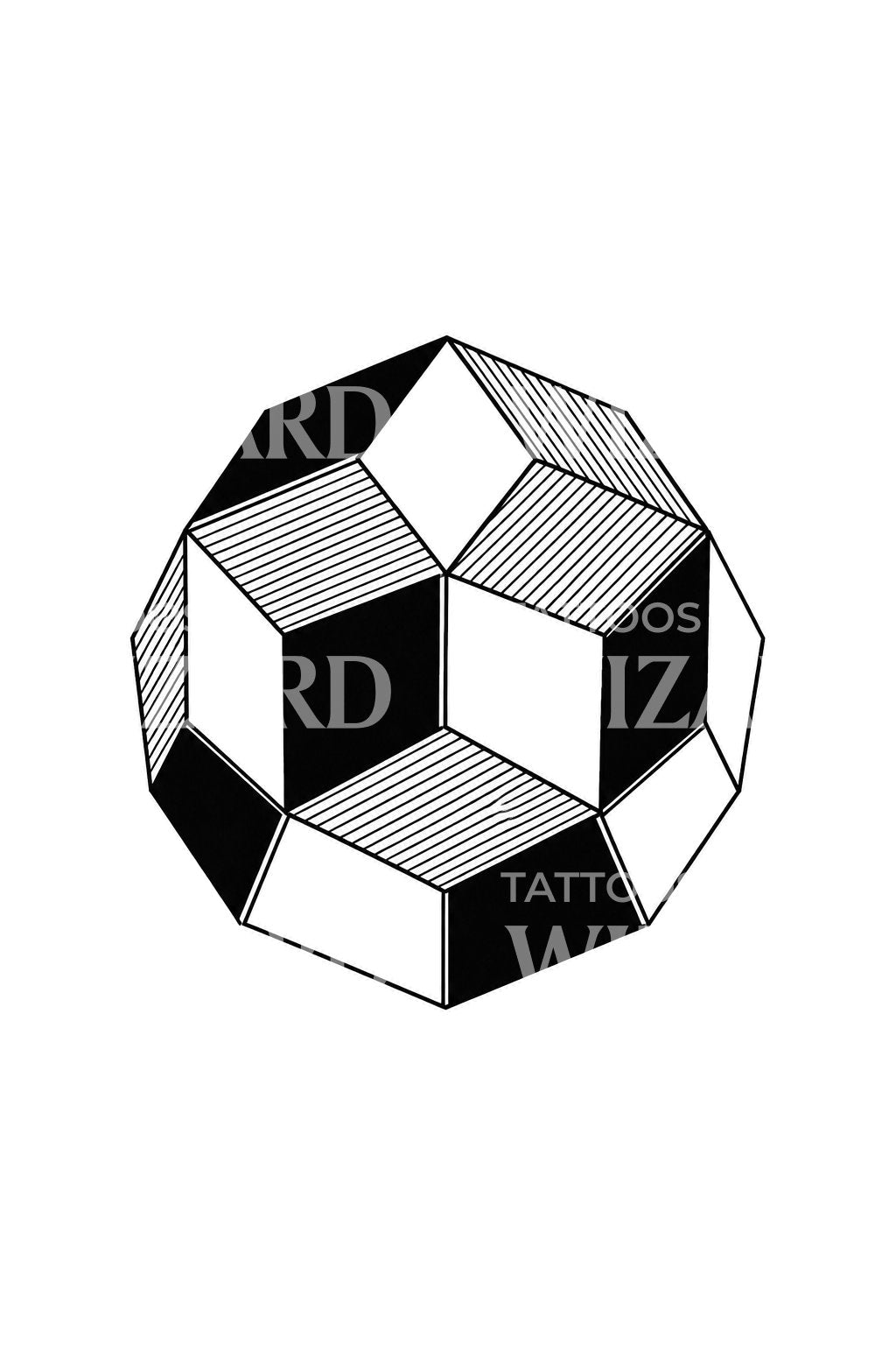 Disegno per tatuaggio con facce di poliedro rombico
