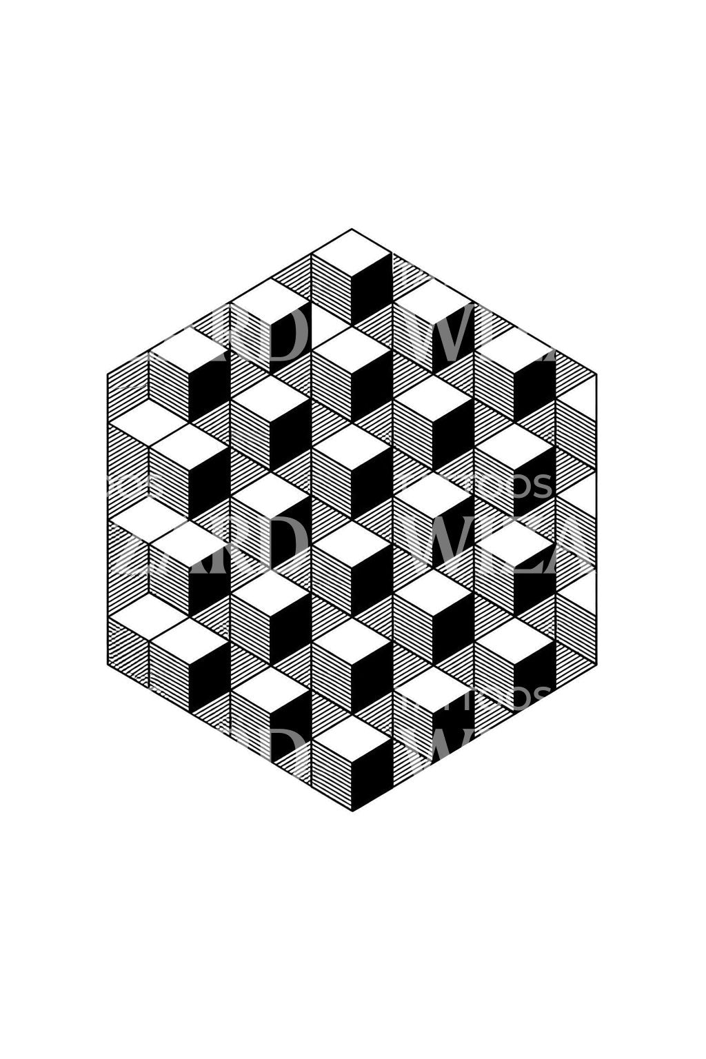 Tato­veringsdesign med rhombille-flisekuber