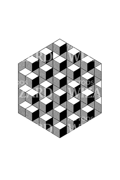 Tato­veringsdesign med rhombille-flisekuber