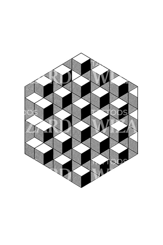 Tato­veringsdesign med rhombille-flisekuber