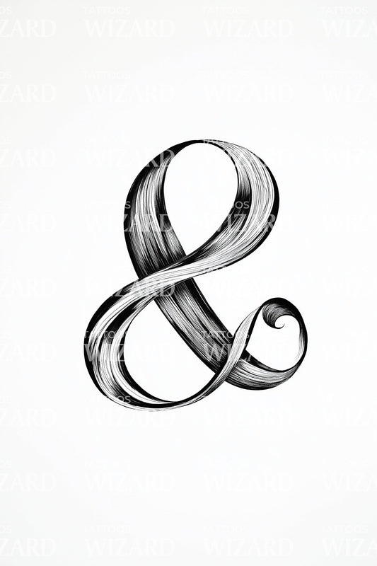 Ribbon Ampersand Tattoo Design
