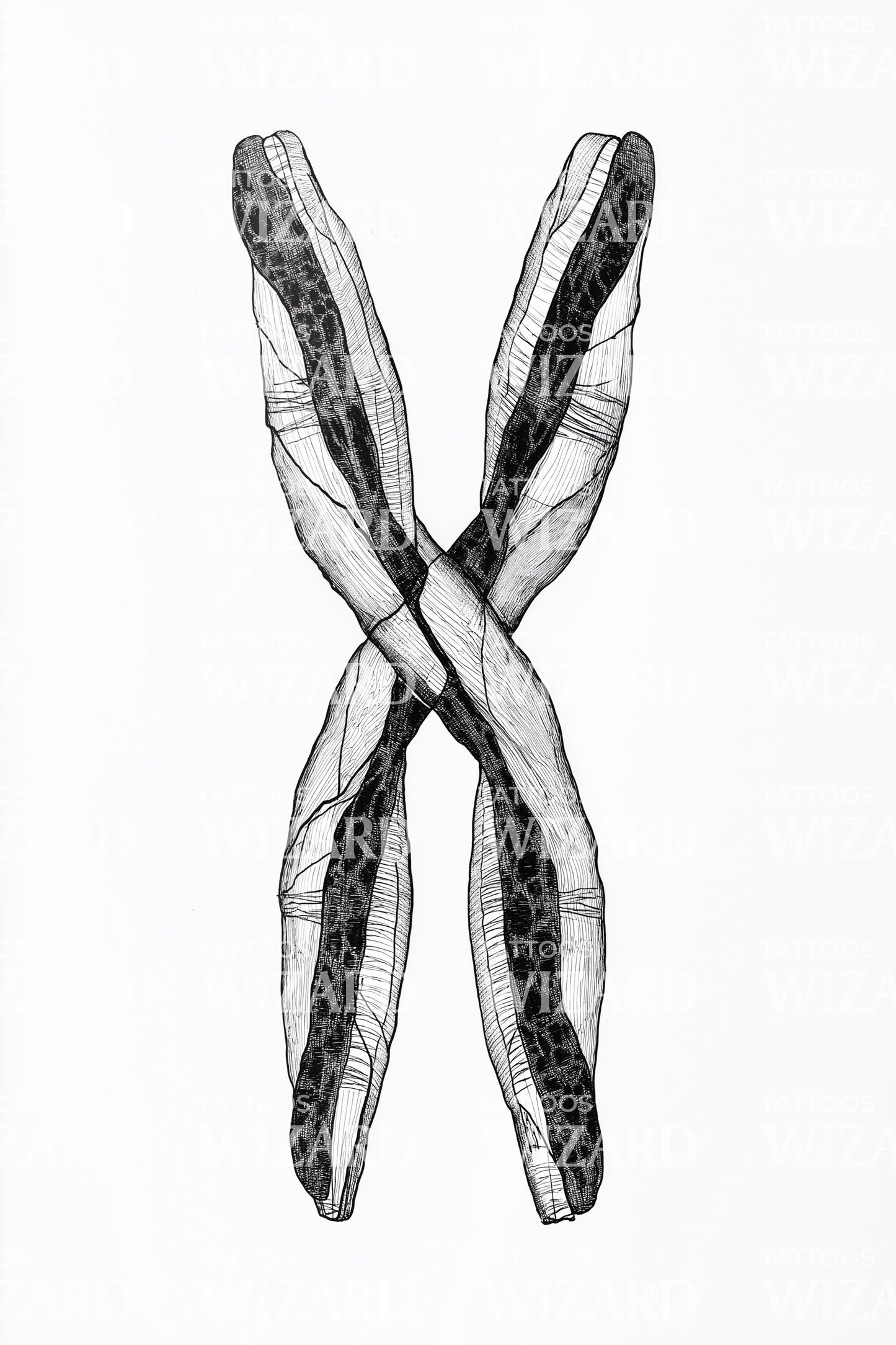 Ribbon Chromosome Cross Tattoo Illustration