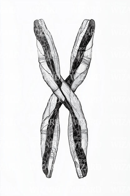 Ribbon Chromosome Cross Tattoo Illustration