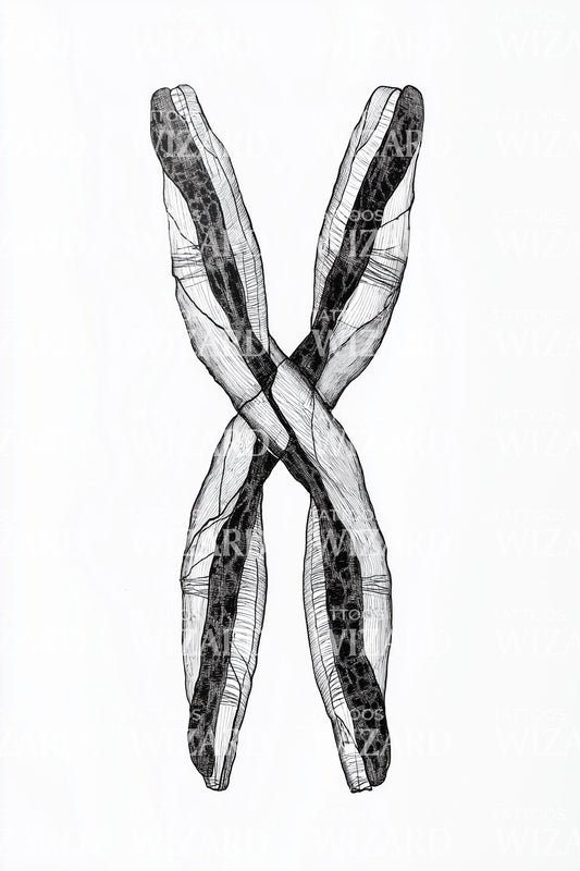 Ribbon Chromosome Cross Tattoo Illustration